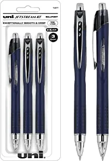 uni-ball uniball Jetstream RT Retractable Ballpoint Pens with 0.7mm Fine Point, Black, 3 Count