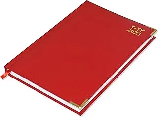 FIS 2023 A5 Diary,Gold Corenrs, (Arabic/English) Vinyl 1Side Padded Red -FSDI22AE23RE