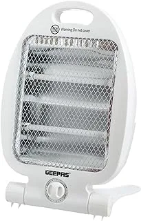 Geepas Quartz Heater Adjustable Thermostat Instant Heating Automatic Tip Over Protection Light Weight With Fold Away Stand 800 W GQH28521 White