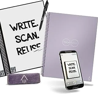 Rocketbook Smart Reusable Notebook - Lined Eco-Friendly Notebook with 1 Pilot Frixion Pen & 1 Microfiber Cloth Included - Lightspeed Lilac, Letter Size (21.6 cm x 27.9 cm)