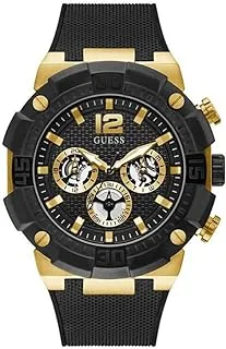 GUESS Men's Stainless Steel Multifunction 50mm Watch, Black/Silver-Tone, one, Quartz Watch