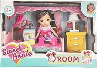 Sweet Annie Fashion Dolls, Toy Figure, Doll Bedroom Playset, Pink, 6