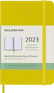 Moleskine Weekly Planner 2023 ، يوميات أسبوعية لمدة 12 شهرًا ، مخطط أسبوعي ودفتر ملاحظات ، غلاف صلب ، حجم الجيب 9 × 14 سم ، اللون أصفر قش