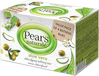 Pears Naturalé Detoxifying Aloe Vera Bar Soap with 100% Natural Aloe Vera & Olive Oil| Paraben-Free Moisturising Soap With Mild Fragrance| Dermatologically Tested & Eco-Friendly (Pack of 4)