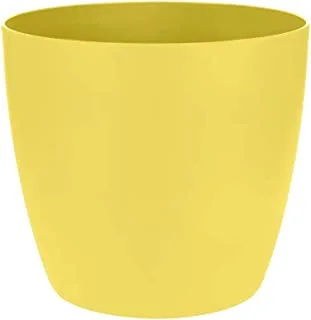 Elho Brussels Round Mini Plastic Pot, 9.5 cm Diameter, Yellow