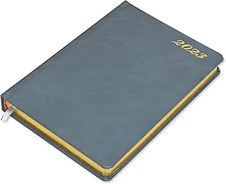 FIS A5 Diary 2023 English Golden Bonded Leather, Grey - FSDI26EGB23GY