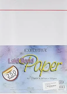 FIS FSPA250MWH 100Gsm 250 Sheets Executive Laid Bond Paper, A4 Size, Moon Beam White