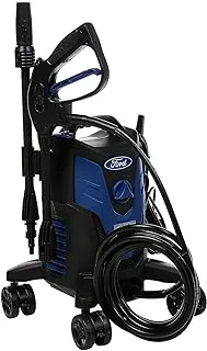 Ford 135 bar 1650 watt compact follow-me electric pressure washer,5 meter hose & soap dispenser, auto stop system, four quick-lock wheels, pressure washer for car, home & garden, f4.1- Blue