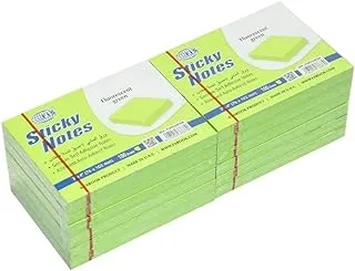 FIS FSPO34FGR Sticky Note Pads, 100 Sheets, 12-Pack, 3-inch x 4-inch Size, Fluorescent Green