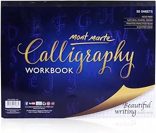 Mont Marte Calligraphy Workbook 50 Sheets 1 Pack, 9 x 30.5 cm. Acid Free Pages with Ruled Grids.