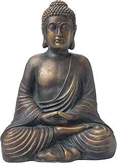 Glitzhome MGO Meditating Buddha Statue, 19 Inch Tall, Bronze