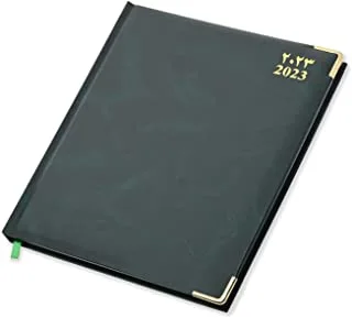 FIS 2023 Executive Diary (Arabic/English/French) Vinyl 1-Side Padded Gold Corner Green - FSDI89AEFVG23GR