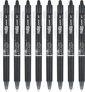 Pilot, FriXion Clicker Erasable Gel Pens, Fine Point 0.7 mm, Pack of 8, Black