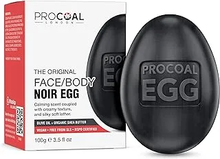 Procoal Noir Egg Facial & Body Cleansing Soap - Face & Body Cleanser, Vegan & Cruelty-free 100g