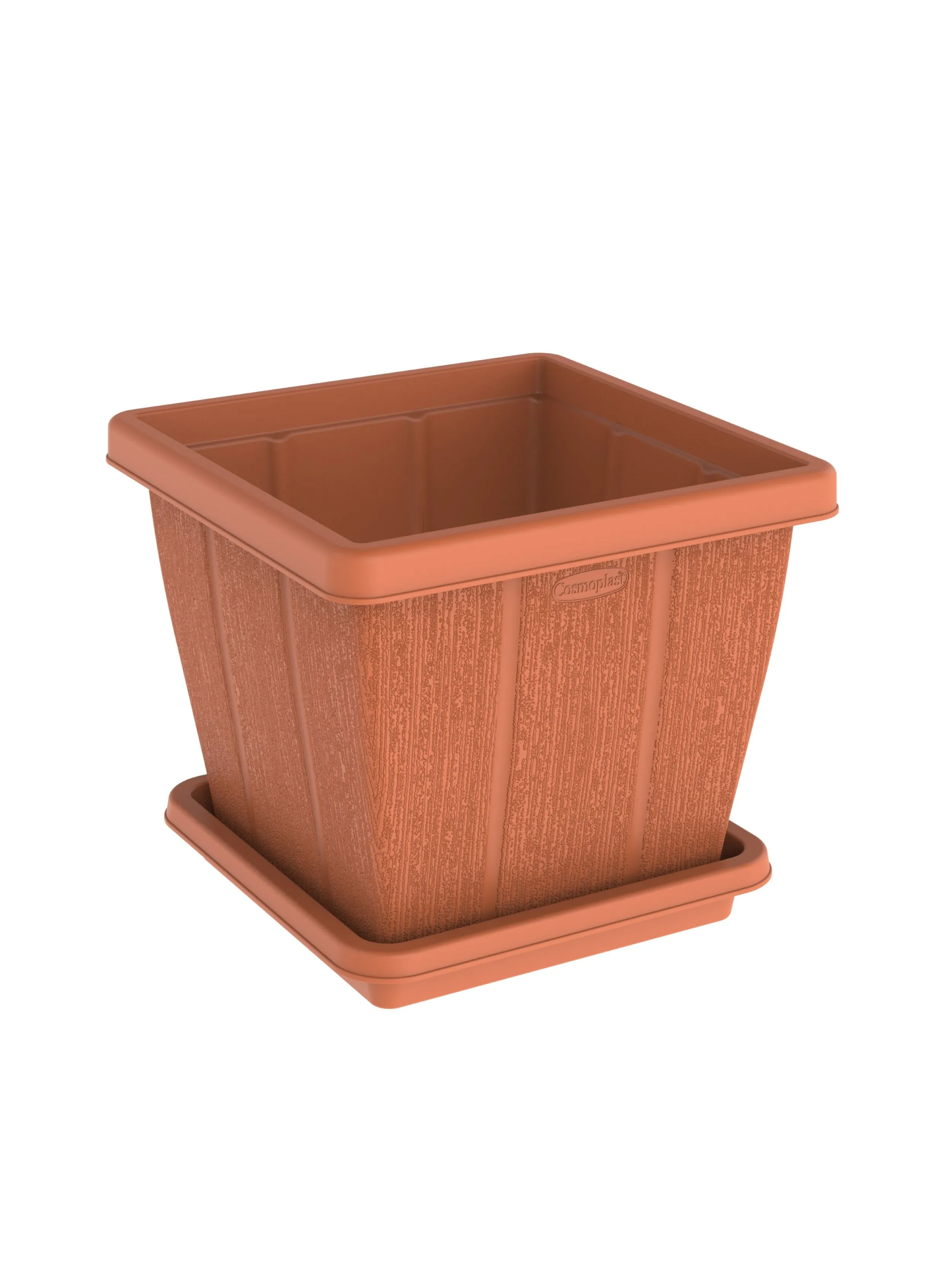 Cosmoplast 30L Cedargrain Square Planter with Tray