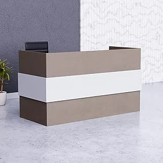 Mahmayi REC-1 Reception Desk For Front Office Desk, Premium Quality Office Reception Desk (Light Concrete-White)