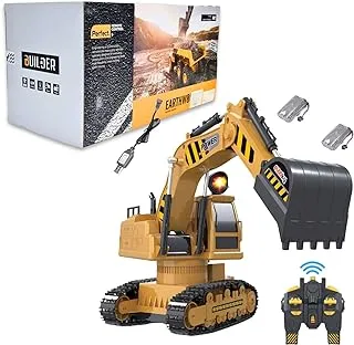 Kidwala Remote Control Excavator Toy with Battery Sand Digger Shovel Construction Vehicle, 360 Body Spin Toys For Boys, Excavator Truck