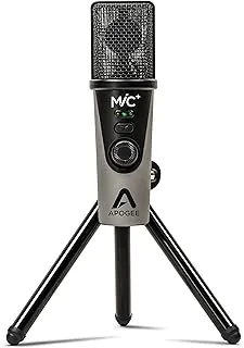 ميكروفون قلبي Apogee MiC Plus لأجهزة iPad و iPhone و Mac و Windows مع حامل ثلاثي القوائم صغير ومحول حامل ميكروفون وكابلات مهايئ مرفقة