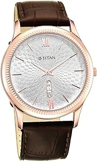 Titan Men Leather Analog Silver Dial Watch-1824Wl02/1824Wl02, Band Color-Brown