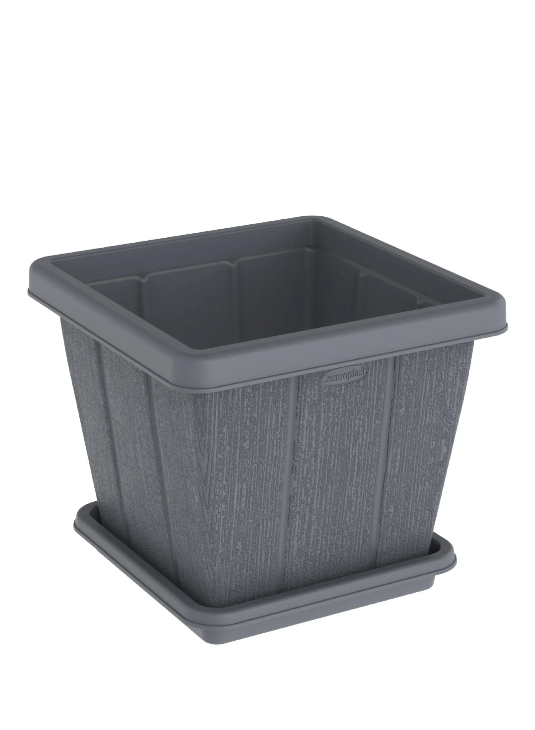 Cosmoplast 20L Cedargrain Square Planter with Tray