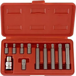 Neiko 10078A XZN Triple Square Spline Bit 12 Point Set, CrV Steel, 11 Piece | Metric