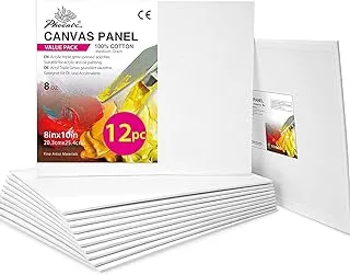 bpa Painting canvas panels 8x10 inch, 12 super value pack - 100% cotton primed artist canvas boards for painting, acrylic, oil paint dry & wet art media