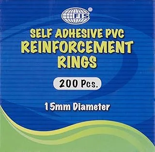 FIS FSRR-200 Self Adhesive PVC Re-inforcement Rings 500-Piece Set, 15 mm Diameter