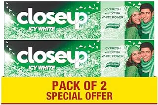 closeup CLOSE UP Icy White Toothpaste, for extra white power, Menthol Burst, with perlite formula, 75ml x 2