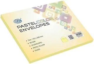 FIS FSEC8025GY50 80 GSM Neon Glued Envelopes 50-Pack, 145 x 200 mm Size, Yellow