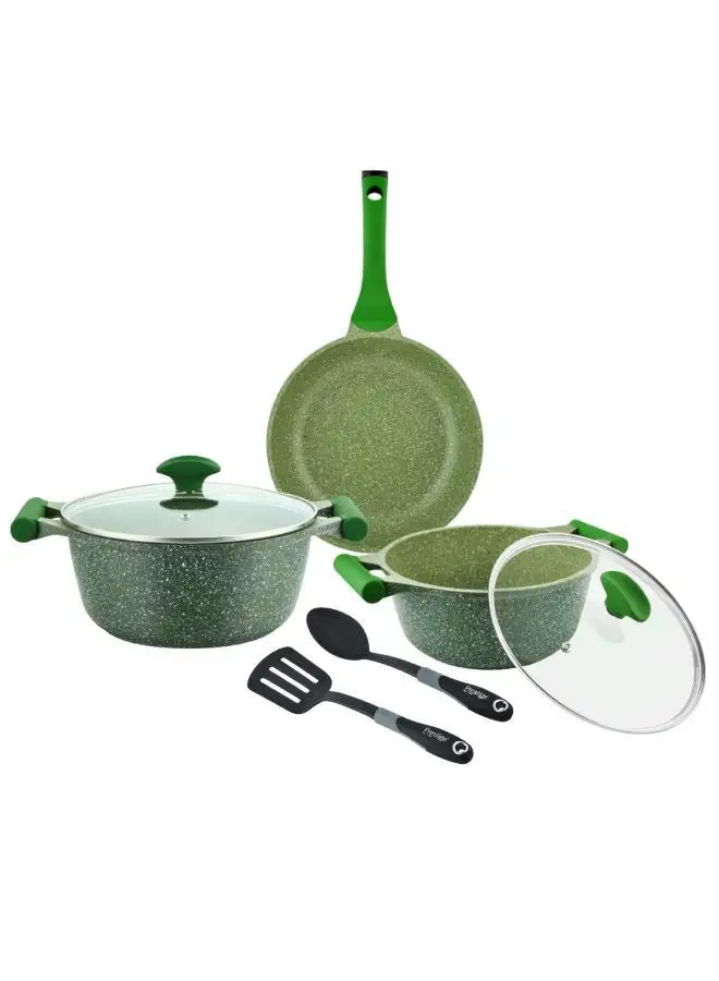 Prestige 7-Piece Granite Non-Stick Aluminium Essentials Cookware Set Green/Clear/Black