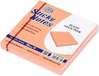 FIS® Sticky Note Pad, 3X3 inches, Pack of 12, Ruled Neon Pink -FSPO3X3RNPI