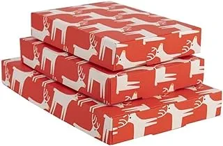 Hema Reindeer Printed Folding Paper Gift Boxes 3-Piece Set