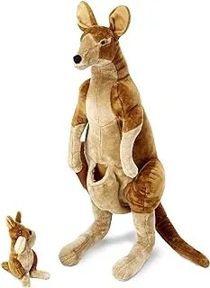 Melissa & Doug Giant Kangaroo and Baby Joey in Pouch - حيوان محشو نابض بالحياة (بطول 3 أقدام تقريبًا)