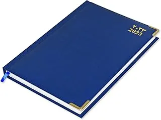 FIS 2023 A5 Diary,Gold Corenrs, (Arabic/English) Vinyl 1Side Padded Blue -FSDI22AE23BL