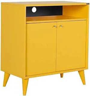 Adore Furniture London 2 Doors Decorative Multi-Purpose Cabinet, 73 cm Width x 79 cm Height x 42 cm Depth, Yellow