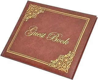 FIS fsclguest-01 vinyl cover material 64 sheets golden guest book 1 side padded with gilding, 260 mm x 215 size, white