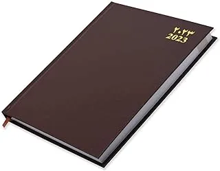 FIS 2023 Agenda Diary Arabic/English Vinyl Hard Cover, Chocolate - FSDI75AEV23CH