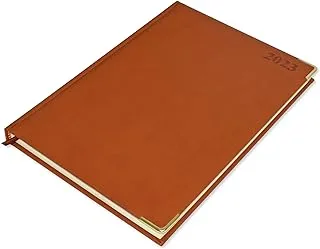 FIS 2023 Diary A4 PU English 1-Side Padded Gold Corner Brown - FSDI48EPG23BR