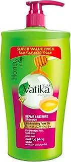 Vatika Naturals Repair & Restore Shampoo 1000ml | Natural Extracts of Honey & Egg | Repairs & Revitalises Damaged and Split Hair