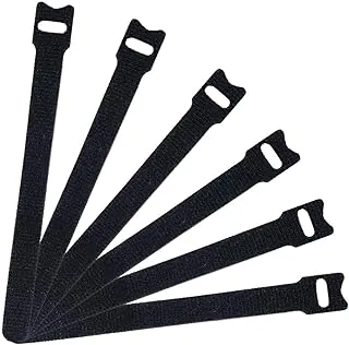 COOLBABY 50 PCS Reusable Fastening Cable Ties, Microfiber Cloth 6-Inch Hook and Loop Cord Ties, Black