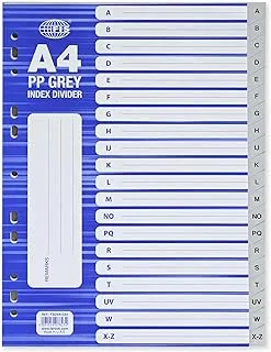 FIS A4 A-Z Index Divider Grey Pack of 18 Pieces -FSDVA-ZA4