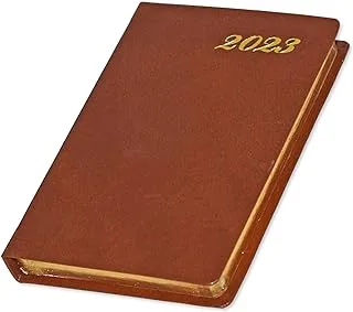 FIS 2023 Golden Pocket Diary English Soft Cover Bonded Leather Brown -FSDI10EGB23BR