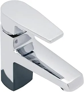 Chrome Single-Lever Basin Faucet Single Handle One Hole Bathroom Sink Lavatory With Pop up and connecting hoses