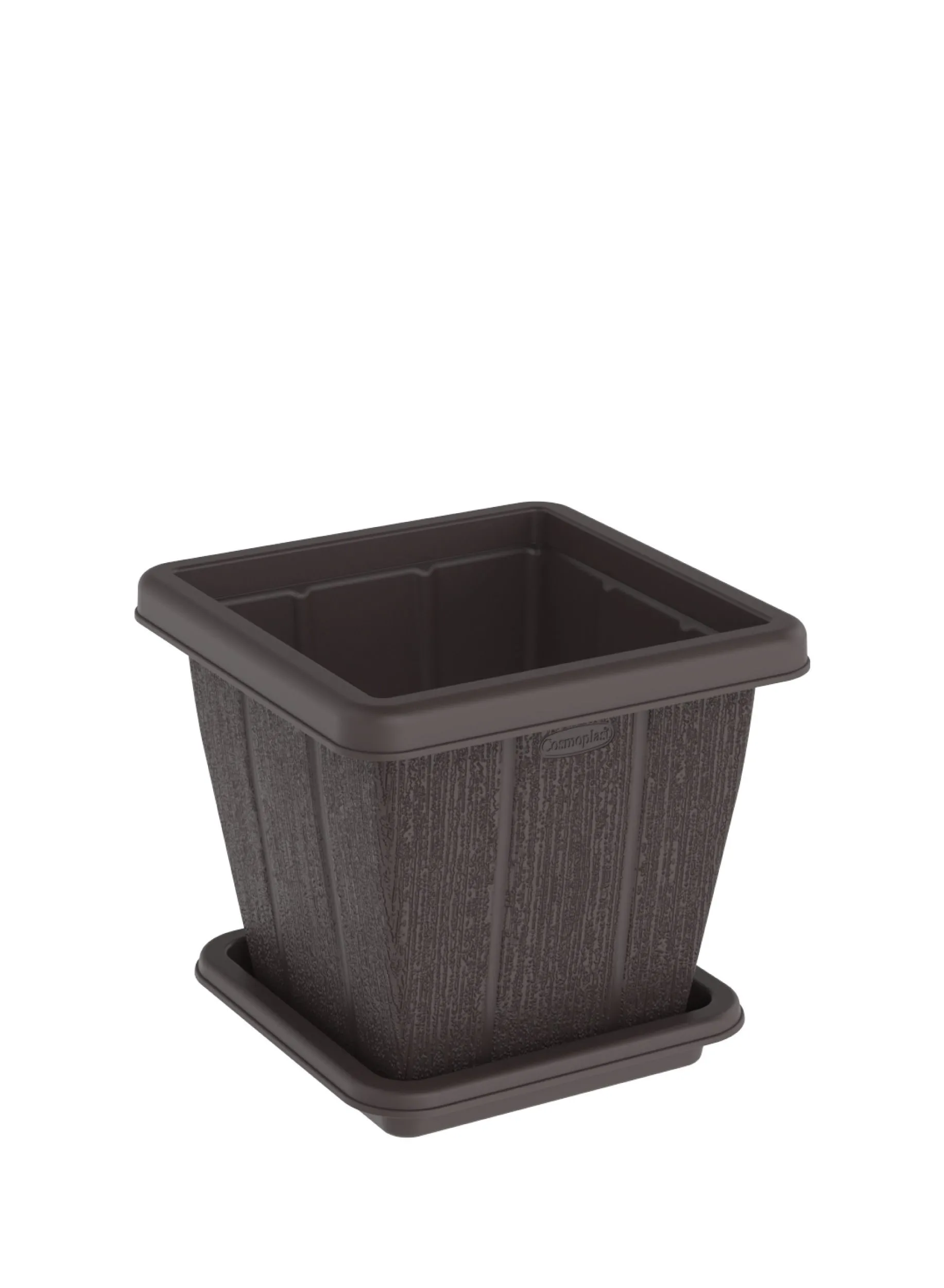 Cosmoplast 10L Cedargrain Square Planter with Tray