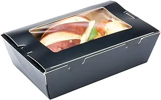 Restaurantware RWA0448B Vision Black Paper Small Take Out Container - Hinge Lock - 6 1/4