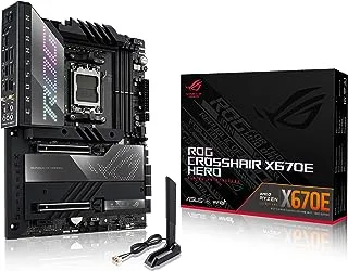 ASUS ROG Crosshair X670E Hero, WiFi 6E, Socket AM5, LGA 1718, Ryzen 7000 Gaming Motherboard, 18+2 Power Stages, PCIe 5.0, DDR5, 5xM.2 Slots - Black