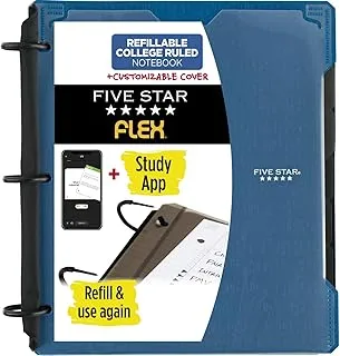 Five Star Flex Hybrid NoteBinder, 2.5 cm Binder with Tabs, Customizable Cover, Notebook and 3-Ring Binder All-in-One, Blue (29326AD2)