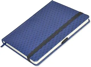 FIS Executive Notebook, Size 13x21CM, 96 Sheets 5MM Square With Elastic PU Window Blue Design 3 -FSNBEX5M1321BL3