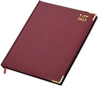 FIS 2023 Executive Diary (Arabic/English/French) Vinyl 1-Side Padded Gold Corner Maroon - FSDI89AEFVG23MR