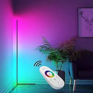 HWEN-JP Corner Floor Lamp Dimmable Standing Lamp with Remote Control, Minimalism Color Changing Atmosphere Standing Light for Living Rooms, Bedroom, Play Room Ganeed Modern LED RGB Floor Lamp (black)